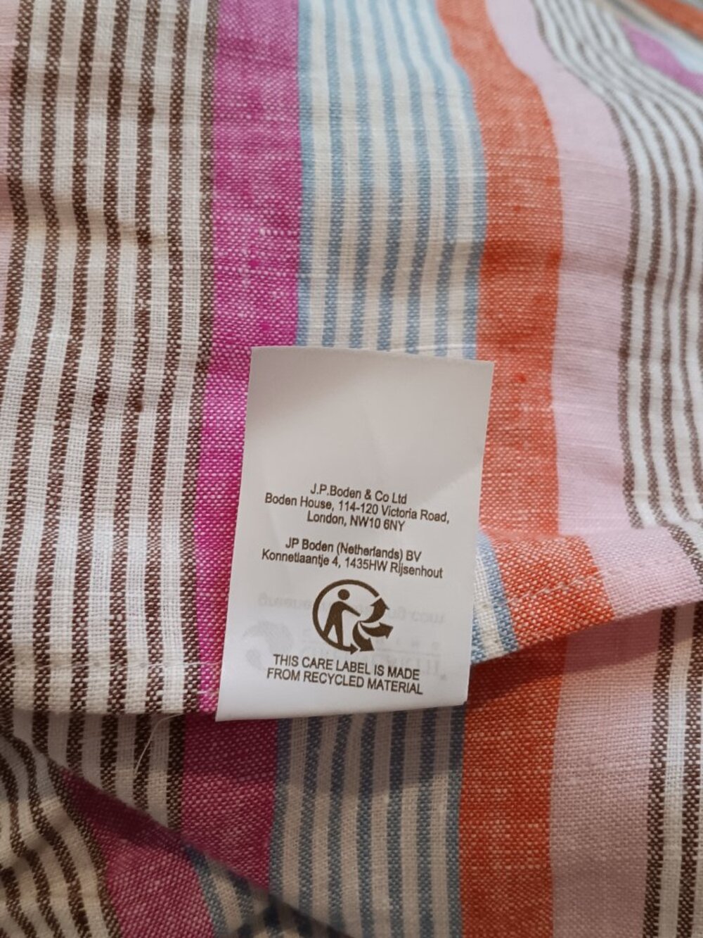 NWT Boden Women's 100% Linen Striped Multi-Color Spring-Summer Dress Size 2R - Picture 7 of 8